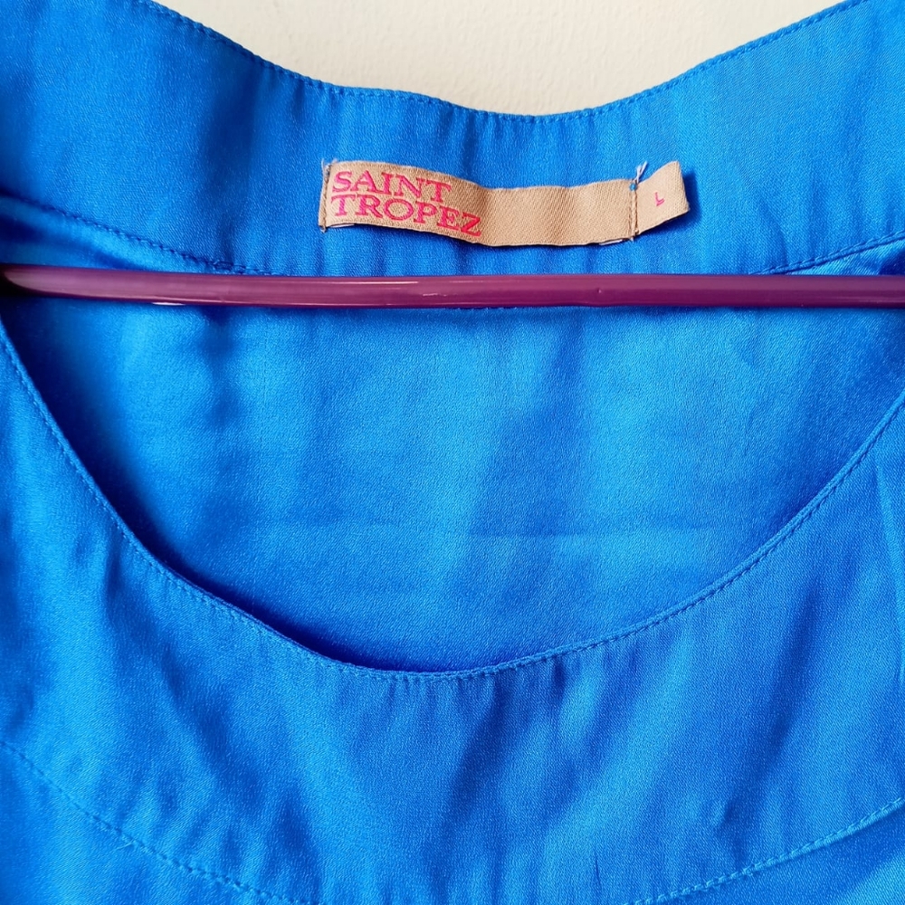 French Cobalt Neon Blue Frill Dress/ Long Top - Picture 12 of 14